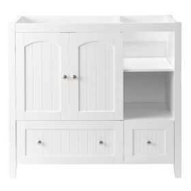 White MDF Painted Double Door Double Drawer With Masking Strip Basin Cabinet 91x46x82cm