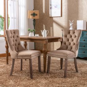 Nikki  Modern, High-end Tufted Solid Wood Contemporary Velvet Upholstered Dining Chair With Wood Legs Nailhead Trim 2-Pcs Set, Khaki, SW2001KK