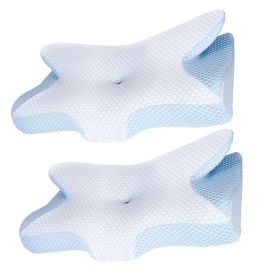2Pcs Memory Foam Pillow Neck Support Pillow For Pain Relief Sleeping Ergonomic Contour Orthopedic Support Side Back Stomach Sleeper