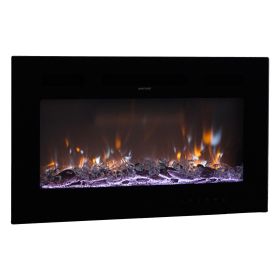 36 inch Electric Fireplace Wall Mounted Recessed with Remote Control 1500W