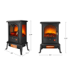 1500W Freestanding Three-door Glass 3D Flame Fireplace with Remote Control/Quartz tube heating/Fake Firewood/7 Color/4 levels of brightness