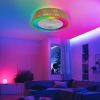 Modern Rustic Ceiling Fan Light with LED RGB Mood Lighting, Rope Woven Design, Quiet Fan, Semi Flush Mount for Bedroom, Living Room, or Dining Room