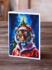 Tiger Christmas Greeting Cards Pack of 8 Blank Cards with Envelopes Whimsical A7 Size 5x7