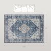 HOMCOM 8x10 Area Rug, Vintage Washable Rug, Non-Slip Floor Carpet for Living Room, Bedroom, Dining Room, Blue