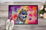 NEW Hippie Animal Wolf Doormat Front Door Mat Indoor Outdoor Rugs for Entryway, Non Slip Washable Low Pile, 18H X 27W