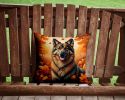 Belgian Tervuren Fall Throw Pillow Machine Washable, Indoor Outdoor Decorative Pillow for Couch, Bed or Patio, 14Hx14W