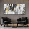 Grey Abstract Art Gold Textured Wall Art for Office Modern Artwork
