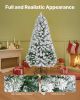 VEVOR Christmas Tree, 4ft Prelit Flocked Artificial Tree, Full Holiday Xmas Deco Trees with 120 Warm White LED Lights