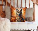 Belgian Tervuren Fall Throw Pillow Machine Washable, Indoor Outdoor Decorative Pillow for Couch, Bed or Patio, 14Hx14W
