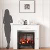 HOMCOM Fir Wood Fireplace Mantel Surround, 44.75" W x 40" H, Freestanding Electric Fireplace Stove Mantel, Distressed White