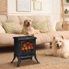 HOMCOM Electric Fireplace Heater, Freestanding Fireplace Stove with Realistic Logs and Flame Effect, 750W/1500W, Black