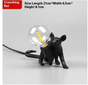 Nordic Creative Resin Mini Animal Mouse Light (Option: Black-Prone position-UK)