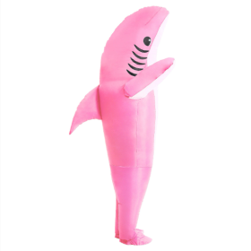 Inflatable Shark Costume Air Blow Up Jaws Jumpsuit Fancy Dress Funny Carcharias Suit For Cosplay Party-Only Supports Self-pickup. (Color: Pink)