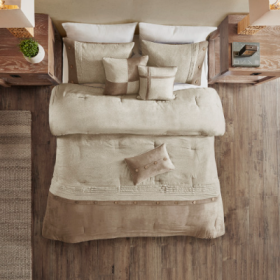 7 Piece Faux Suede Comforter Set (Option: Tan-California King)