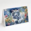 White Tiger Greeting Cards Pack of 8 Blank Cards with Envelopes Whimsical A7 Size 5x7 Blank Note Cards
