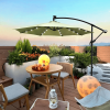 W65642335  Outdoor Dew Table Lamp Solar Umbrella 10 ft Solar Light Umbrella LED Lighting Umbrella 8 rib umbrella crank / Cross Base Lemon Green Solar